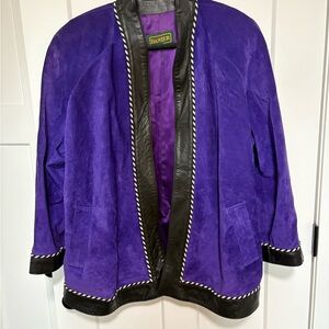 Danier Women's Vibrant Purple Jacket with Black Accents
